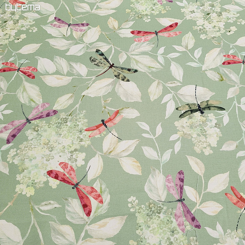 Tela decorativa ROSETO DRAGONFLY gris-verde