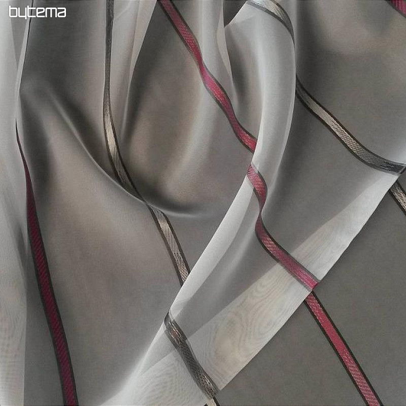 Cortina voile raya gris y violeta