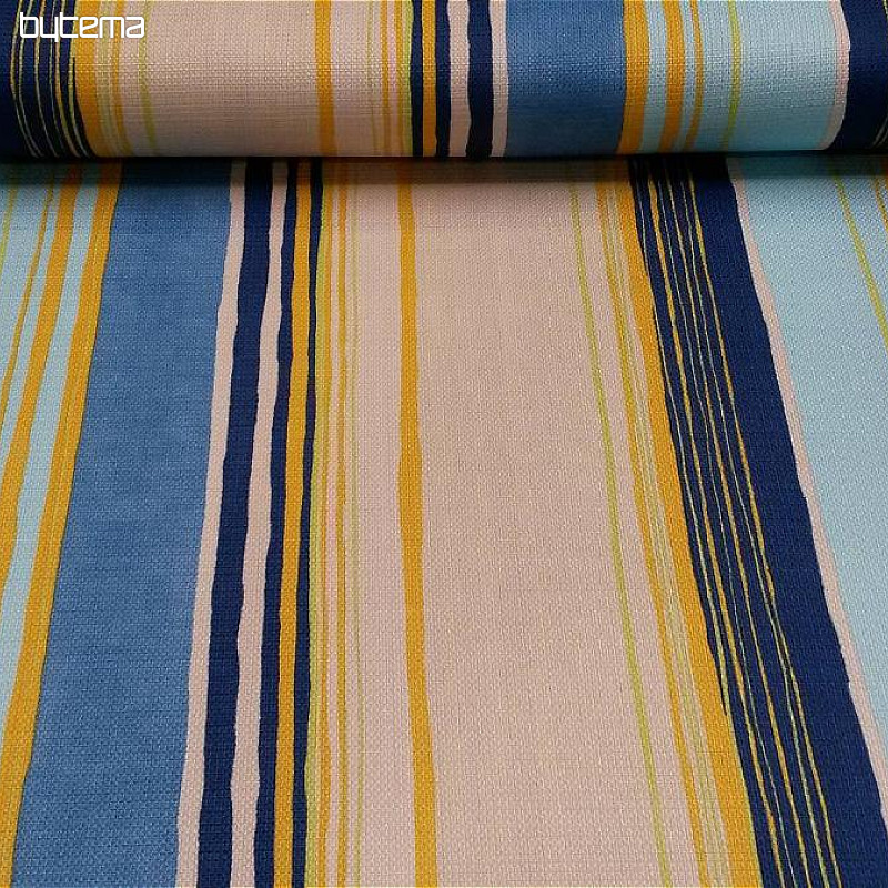 Tela decorativa raya azul-amarilla 140cm