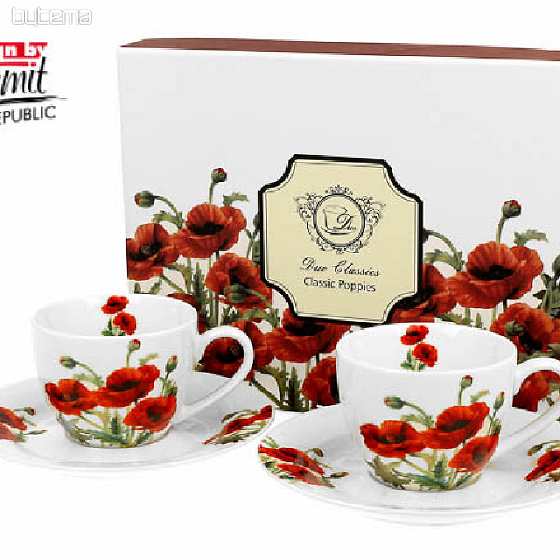 Set taza y plato amapolas clasico 90 ml
