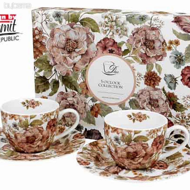 Taza de café espresso blanco con flores pastel, 90 ml, set de 2 unidades
