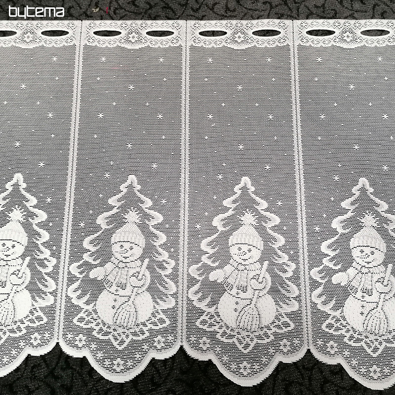 Cortina jacquard NAVIDAD para vidriera MUÑECO DE NIEVE