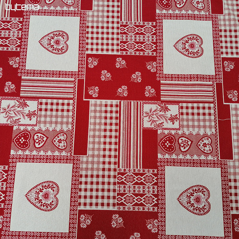 Tela decorativa CORAZÓN flor II combinación jacquard