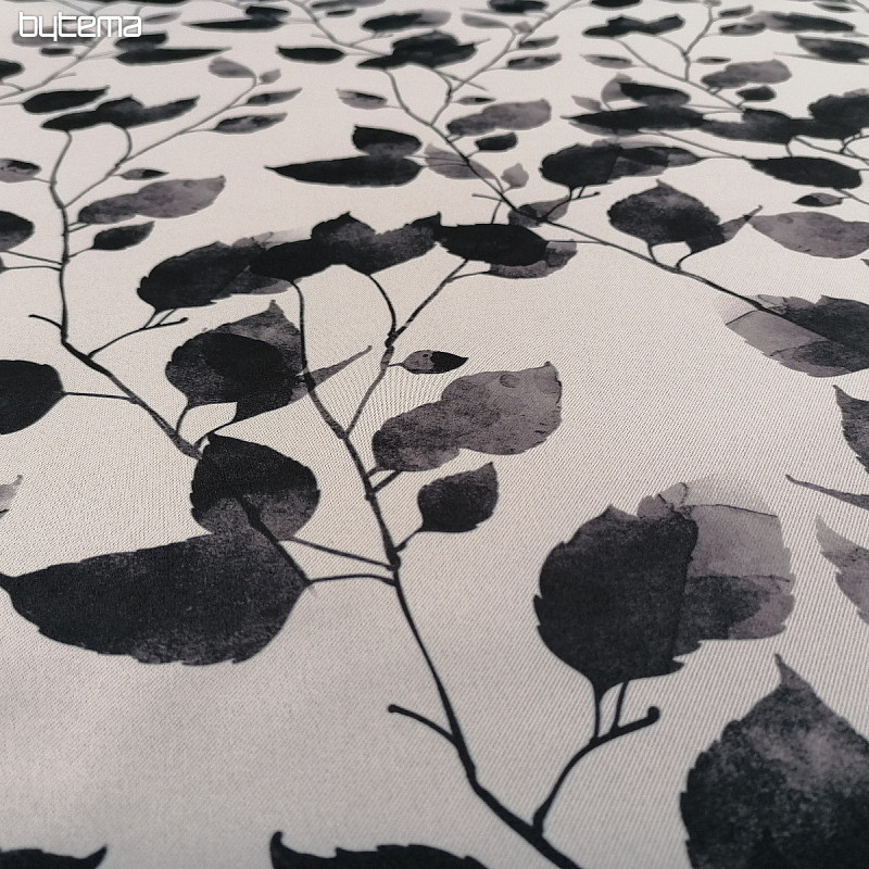 Tela decorativa BLACK OUT LEAVES blanco-negro