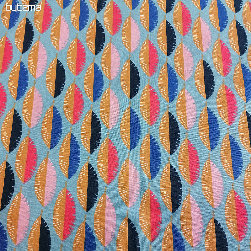 Tela de algodón PLUMAS azul