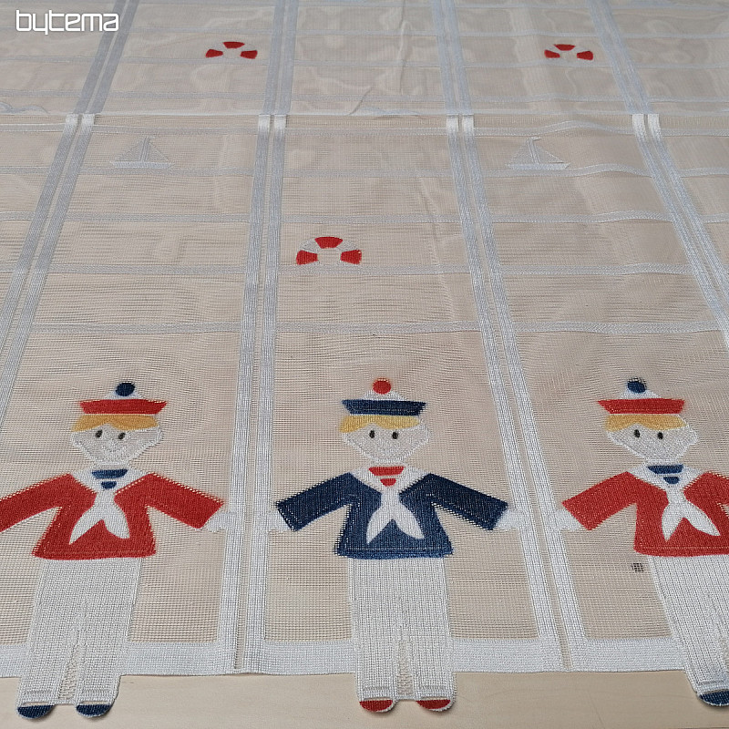 Cortina infantil en vidriera - jacquard MARINEROS