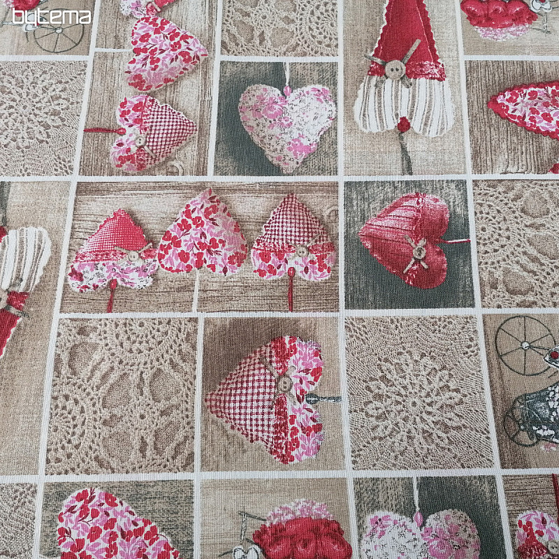 Tela decorativa SRDÍČKA LIDIA rojo