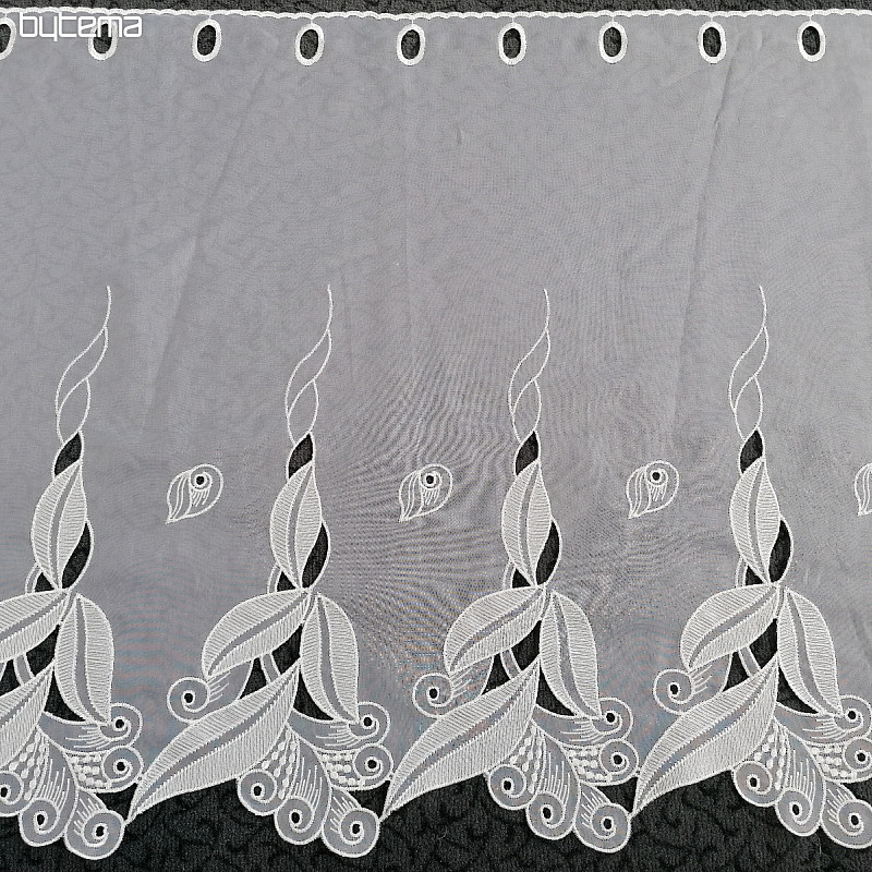 Cortina de vidrieras - voile con hojas bordadas 1696