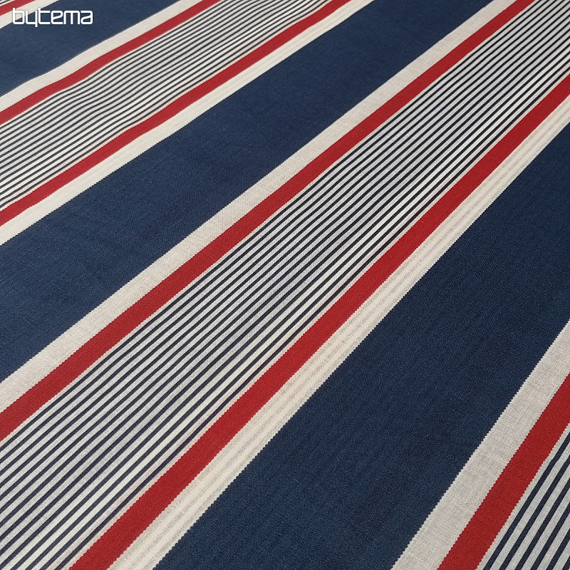 Tela de algodón Raya azul-roja