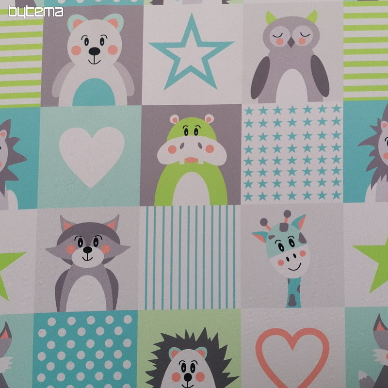Tela decorativa BLACK-OUT Animales turquesa