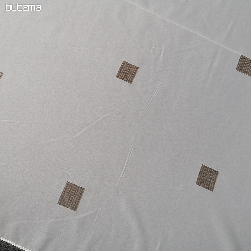 Cortina de voile con cuadros marrones