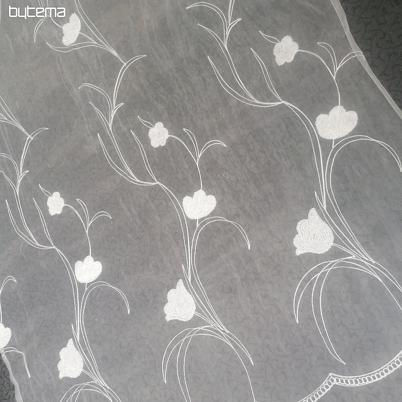 Cortina terminada con flores 100x245 cm.