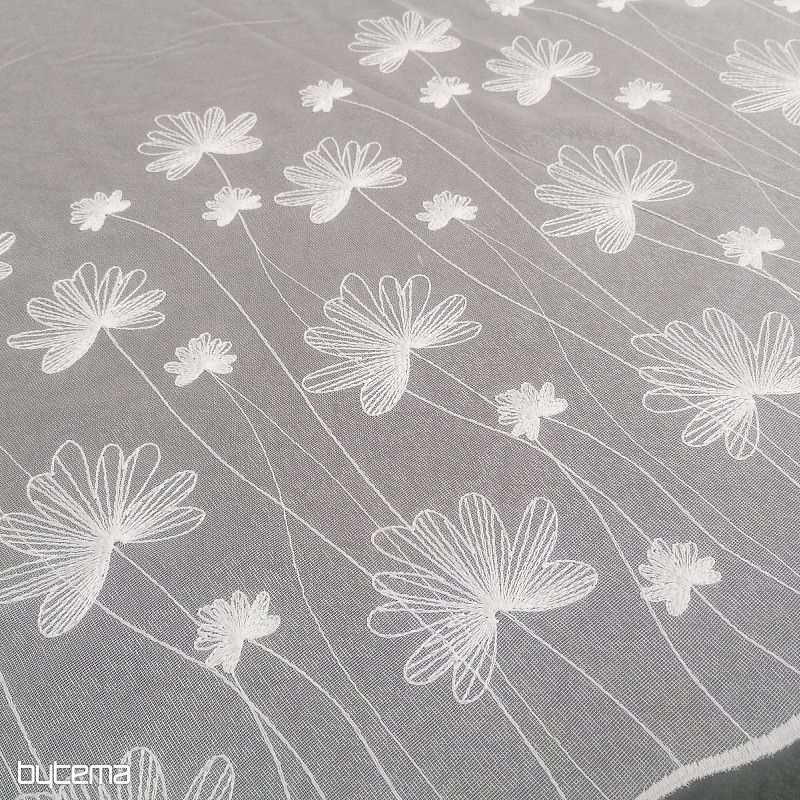 Cortina blanca bordada de lujo con flores 11749/0001