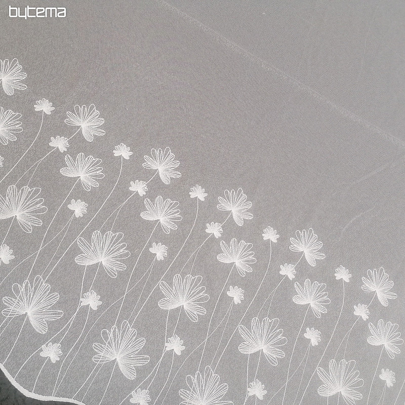 Cortina blanca bordada de lujo con flores 11749/0001