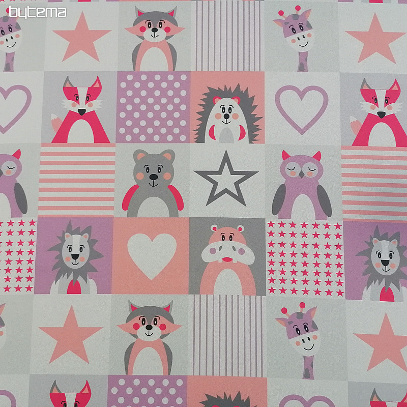 Tela decorativa BLACK-OUT Animales rosa-morado