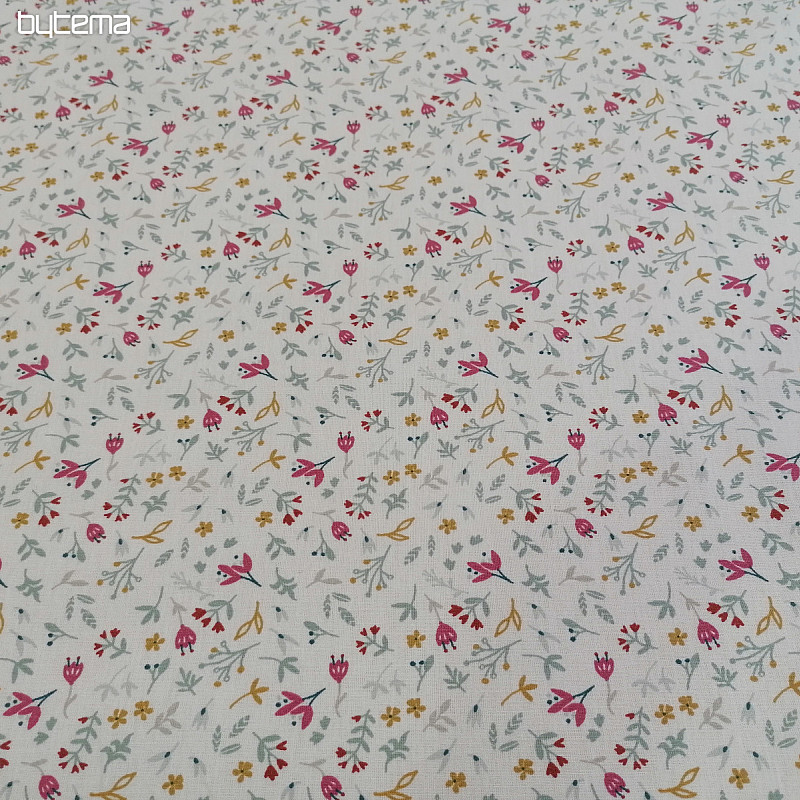 Tela de algodón AZRA flores blanco