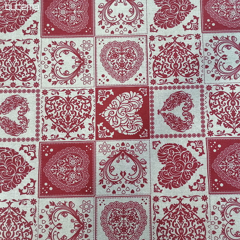 Tela decorativa AMORE GRANATE rojo