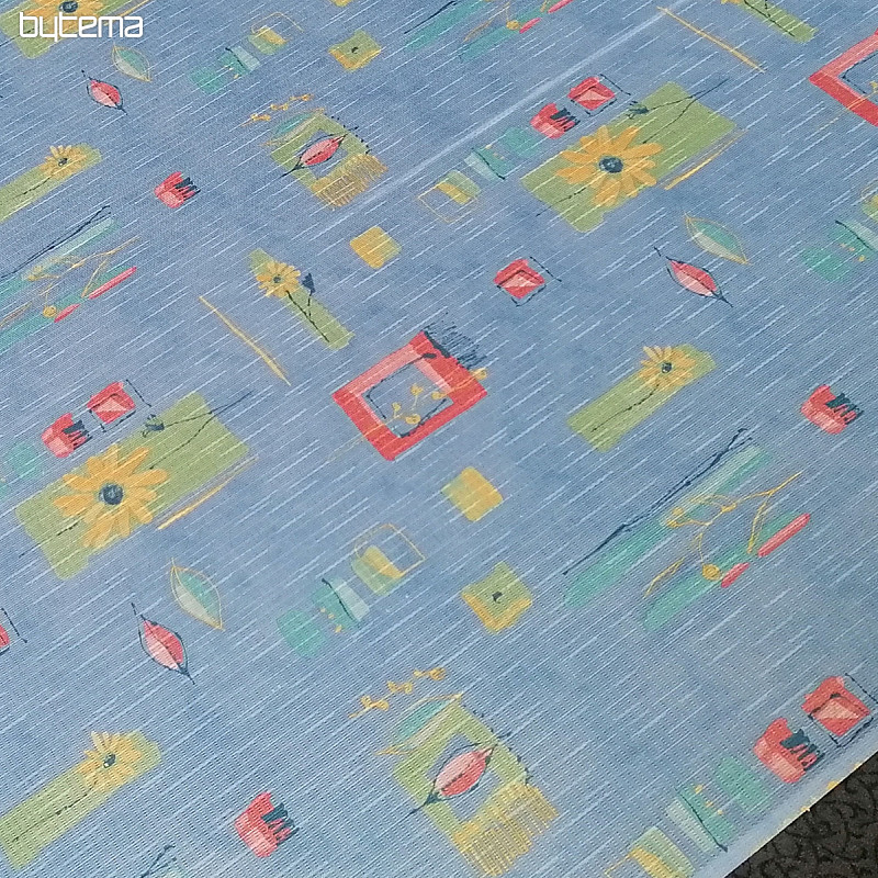 Cortina densa azul con flores y hojas 155 cm.