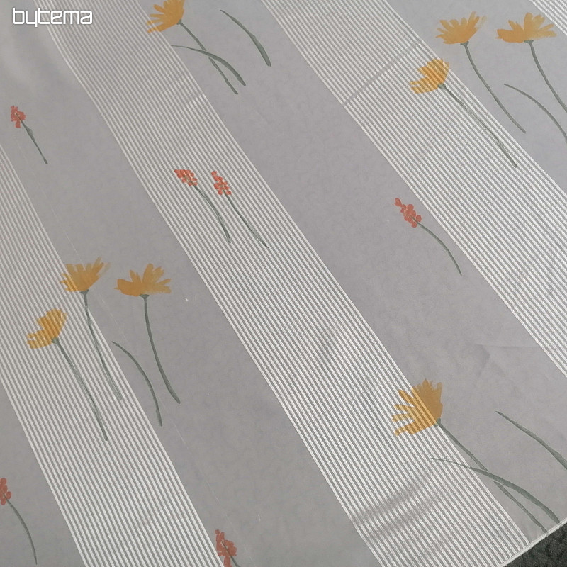 Cortina de gasa de rayas blancas con flores 829291/05