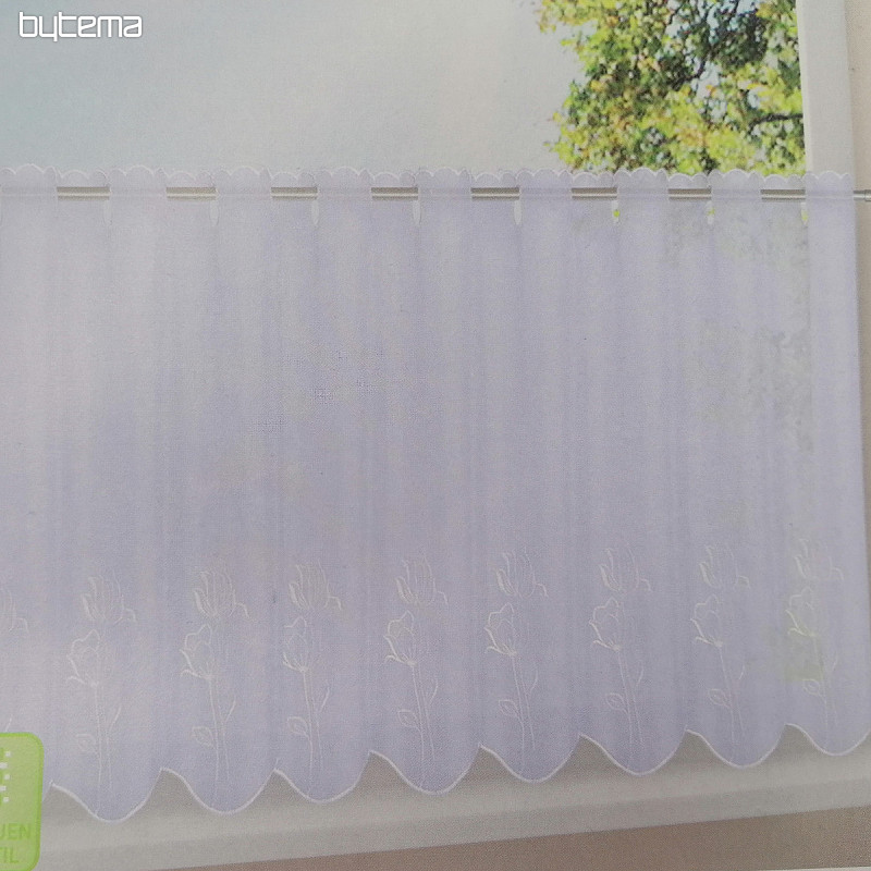 Cortina confeccionada GERSTER Tulipanes blanco 50x150 cm