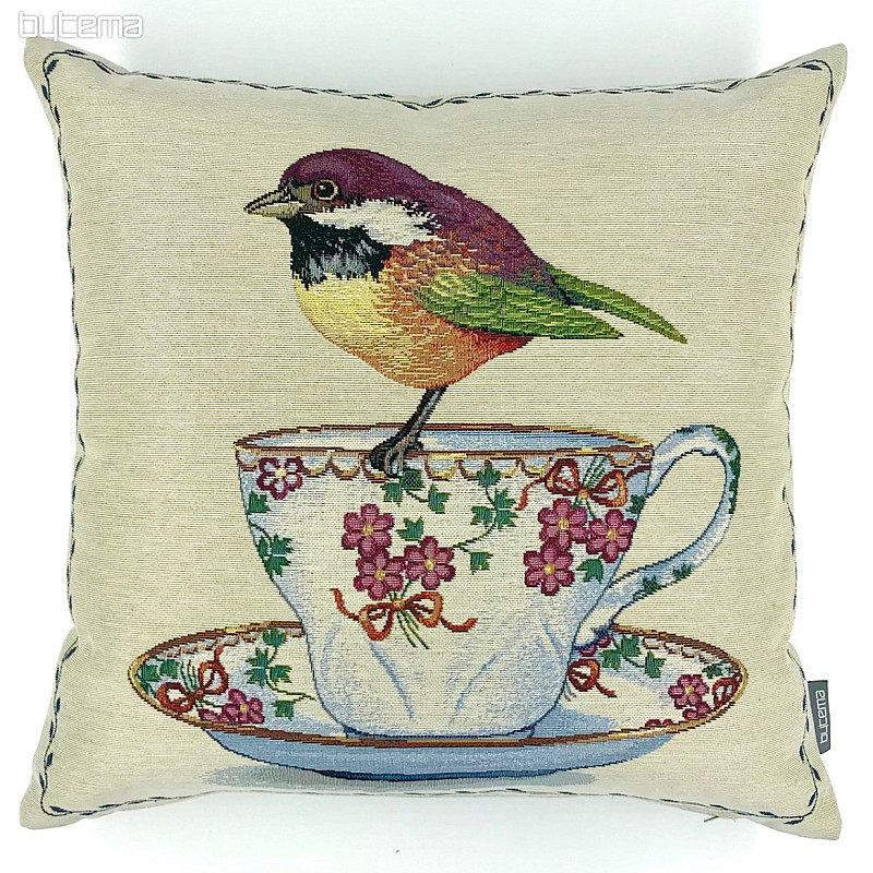 Funda de cojín tapiz Pájaros en una taza 2