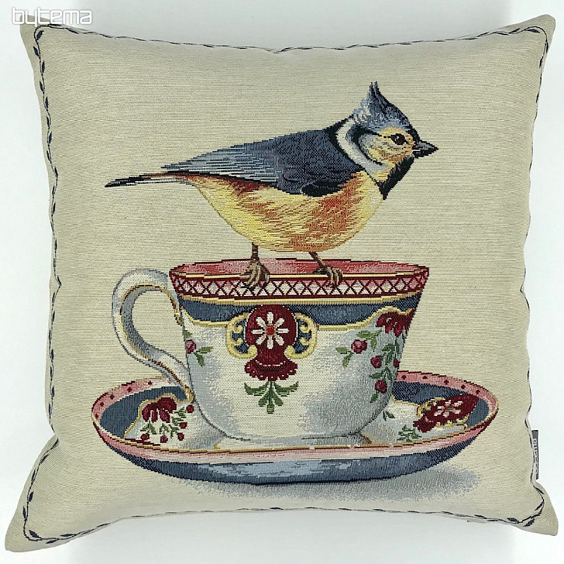 Funda de cojín tapiz Pájaros en una taza 1