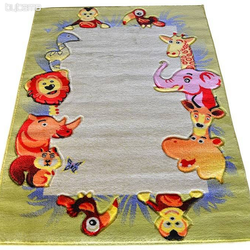 Alfombra infantil KIDS SAFARI verde-crema