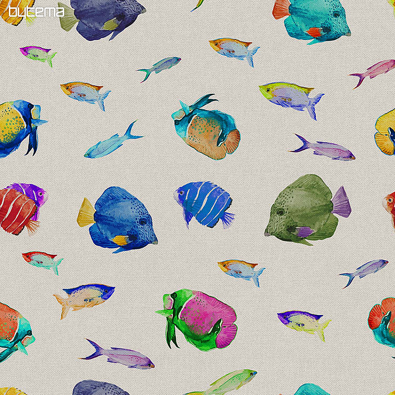 Tela decorativa PECES DE COLORES impresión digital