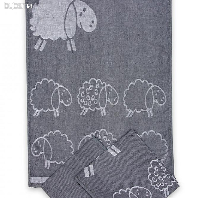 SHEEP paños de cocina gris oscuro 3 piezas