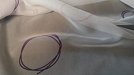 Cortinas voile violeta y verde turquesa ruedas altura 180cm