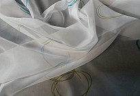 Cortinas voile violeta y verde turquesa ruedas altura 180cm