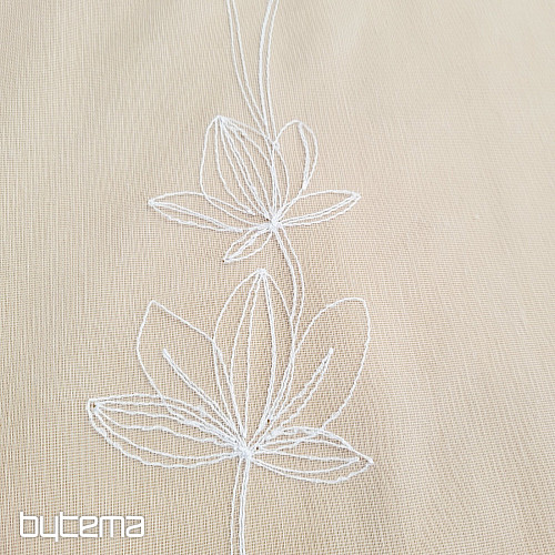 Cortina bordada de lujo BLANCA CON FLORES 11745/290
