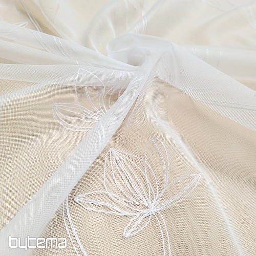 Cortina bordada de lujo BLANCA CON FLORES 11745/290