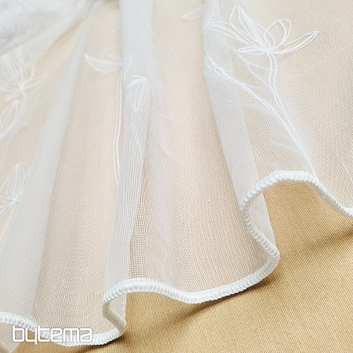 Cortina bordada de lujo BLANCA CON FLORES 11745/290