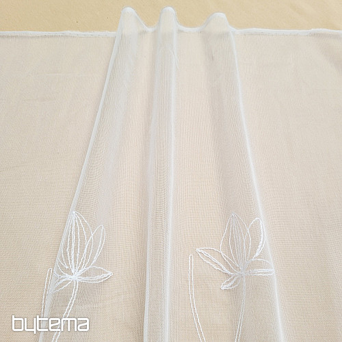Cortina bordada de lujo BLANCA CON FLORES 11745/290