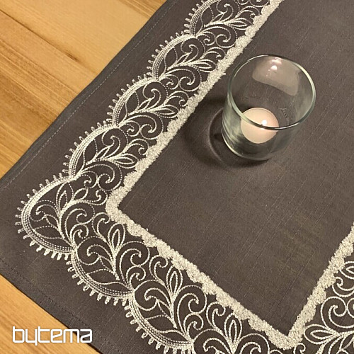 Mantel bordado gris