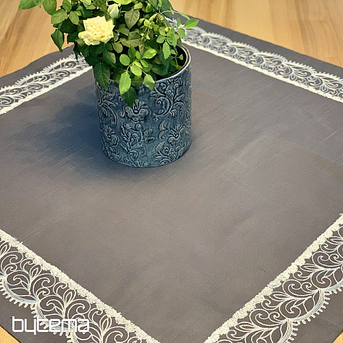 Mantel bordado gris