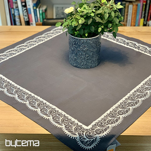 Mantel bordado gris