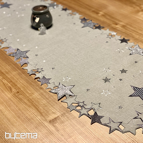 Mantel navideño bordado estrella gris