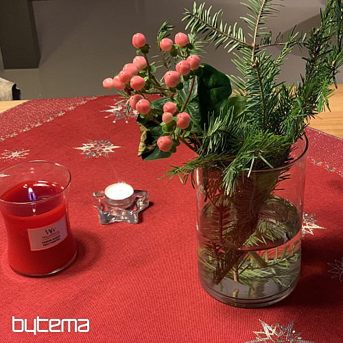 Mantel navideño bordado rojo oscuro 1