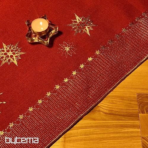 Mantel navideño bordado rojo oscuro 1