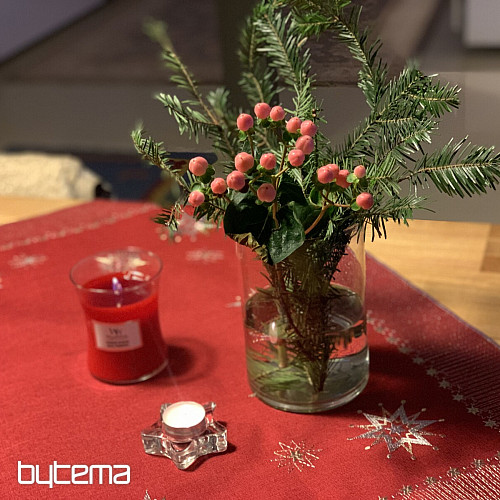 Mantel navideño bordado rojo oscuro 1