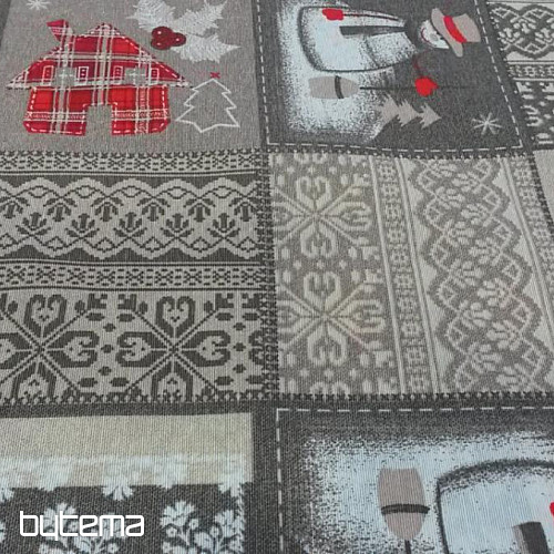 Tela decorativa navideña Muñeco de nieve I