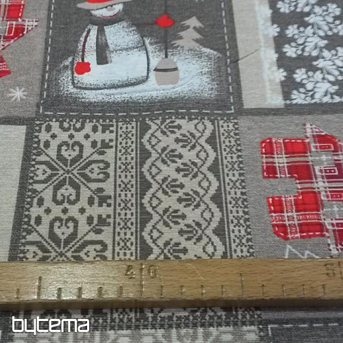 Tela decorativa navideña Muñeco de nieve I