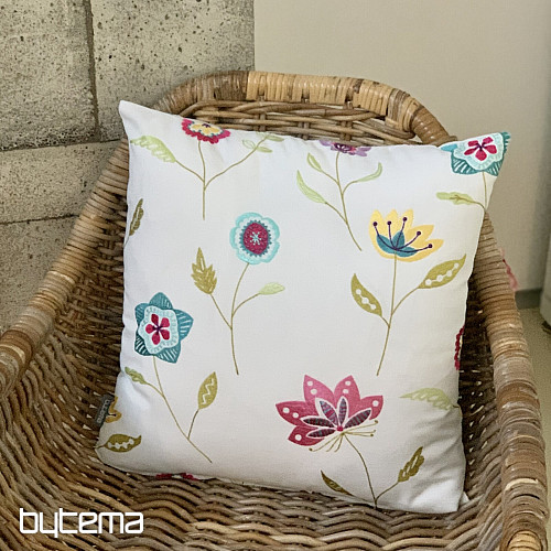 Funda de cojín bordada RICHMOND blanco