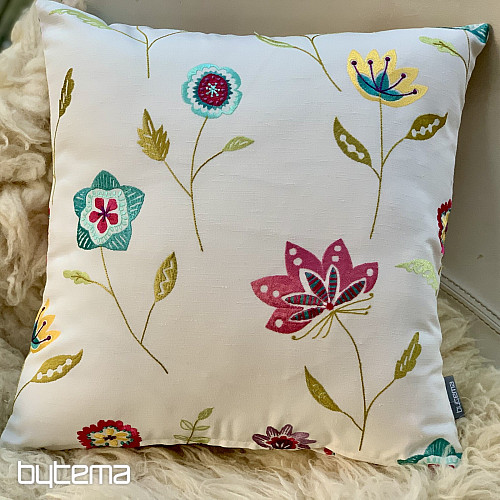 Funda de cojín bordada RICHMOND blanco
