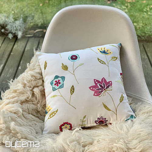 Funda de cojín bordada RICHMOND blanco