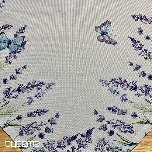 Manteles y bufandas violeta Lavanda con pajaritas