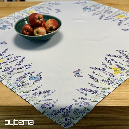 Manteles y bufandas violeta Lavanda con pajaritas