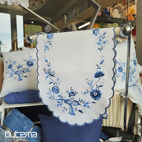 Manteles bordados CEBOLLA AZUL-BLANCO
